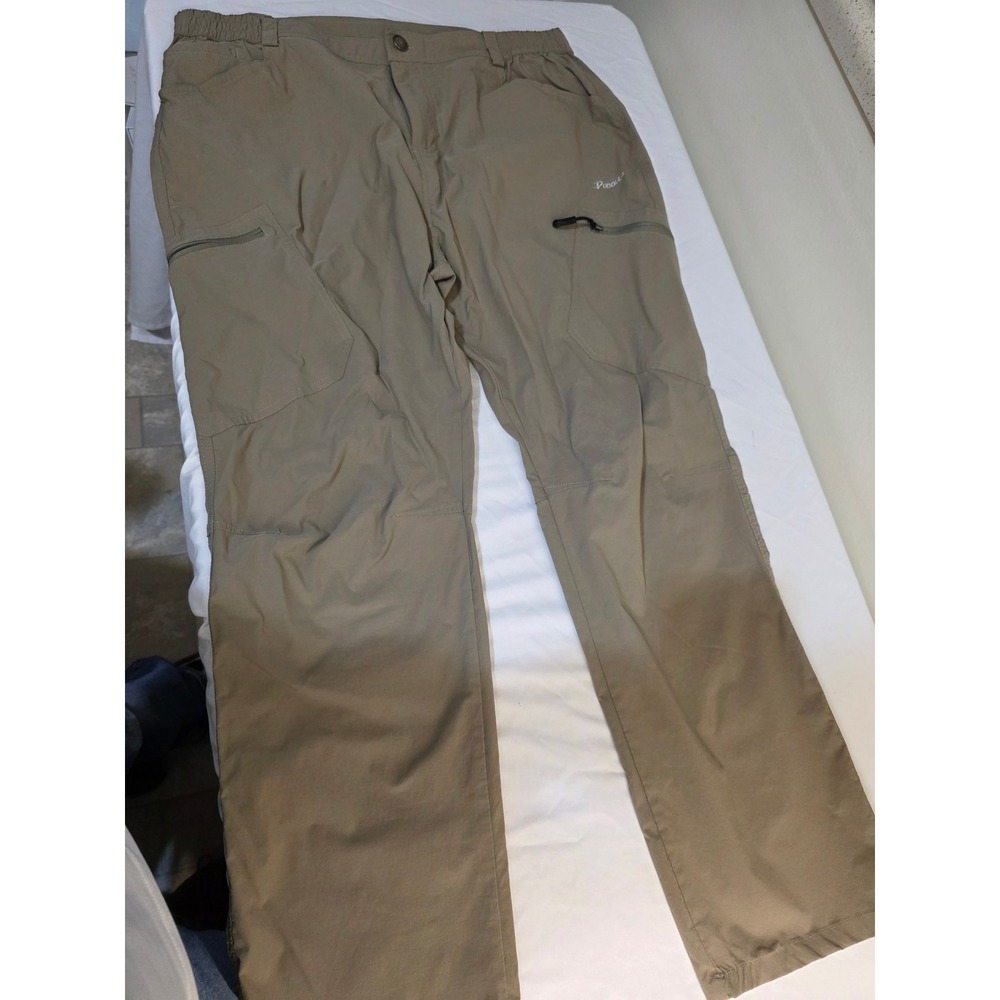 Pudolla Mens Hiking Cargo Pants Khaki and Gray x 2 Tan Outdoor Lightweight XL